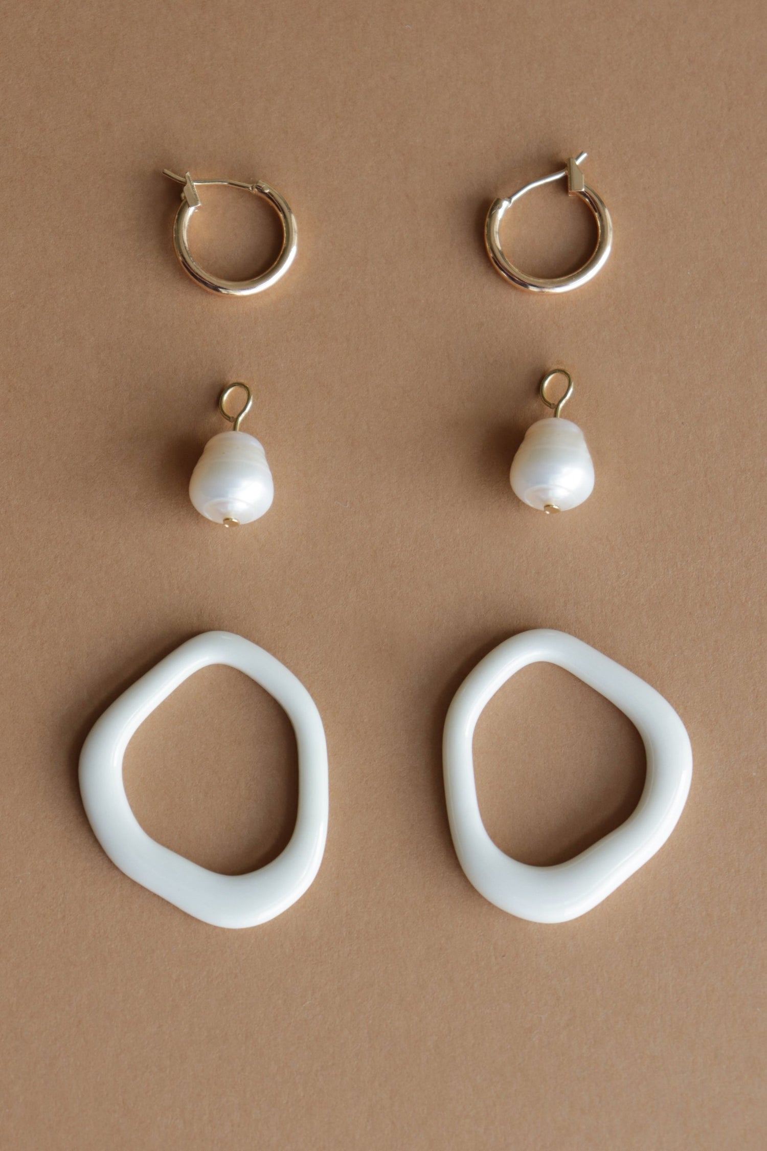 Arp Pearl and Porcelain Hoops - White