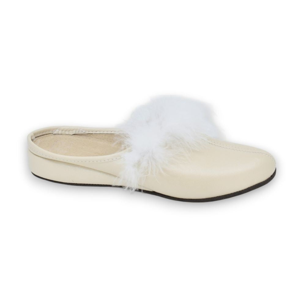 Trinity leather womenโs slippers โ Champagne