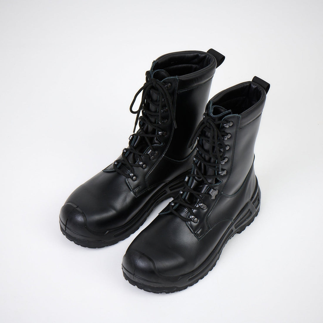 Polished leather boots with a clean, even shine