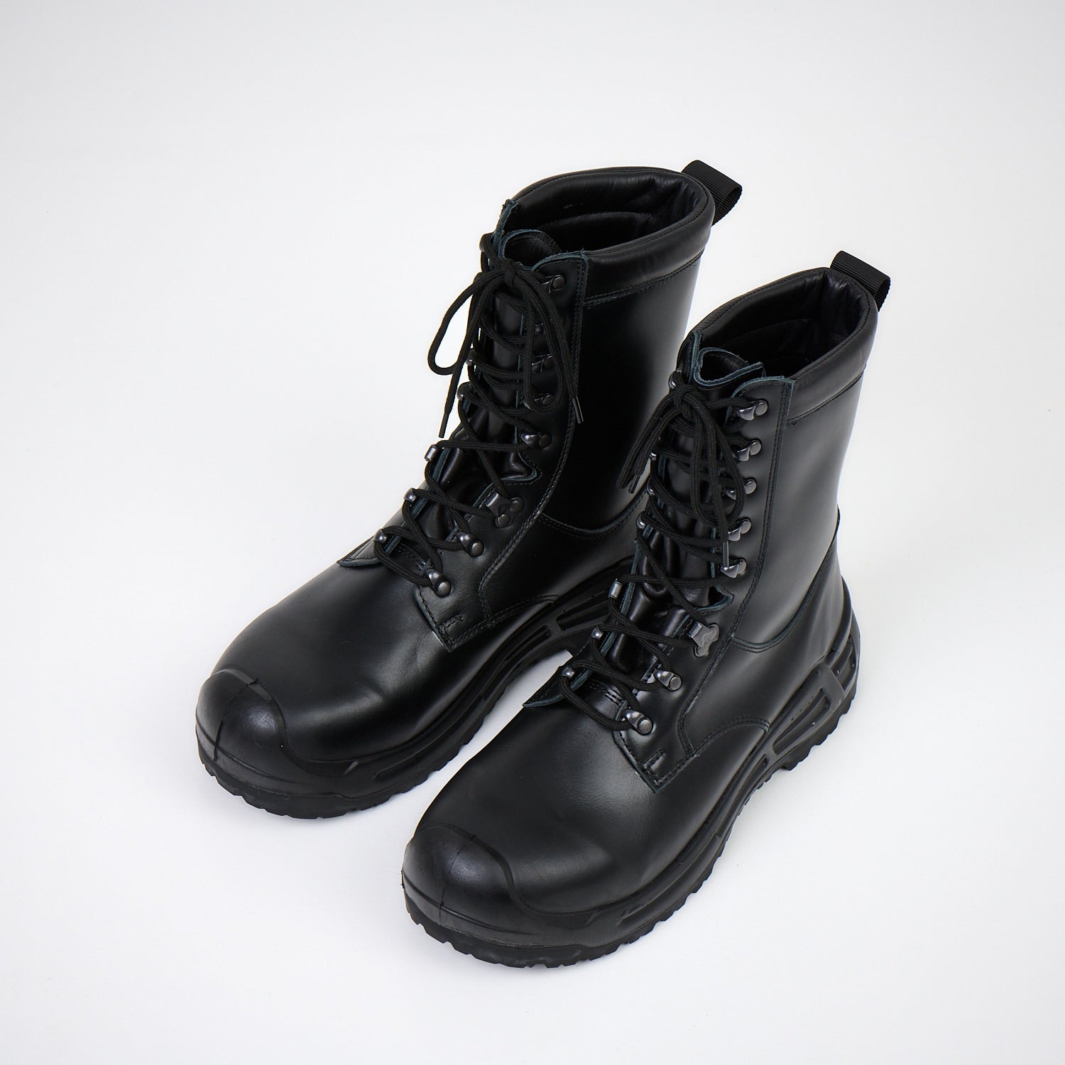 Polished leather boots with a clean, even shine