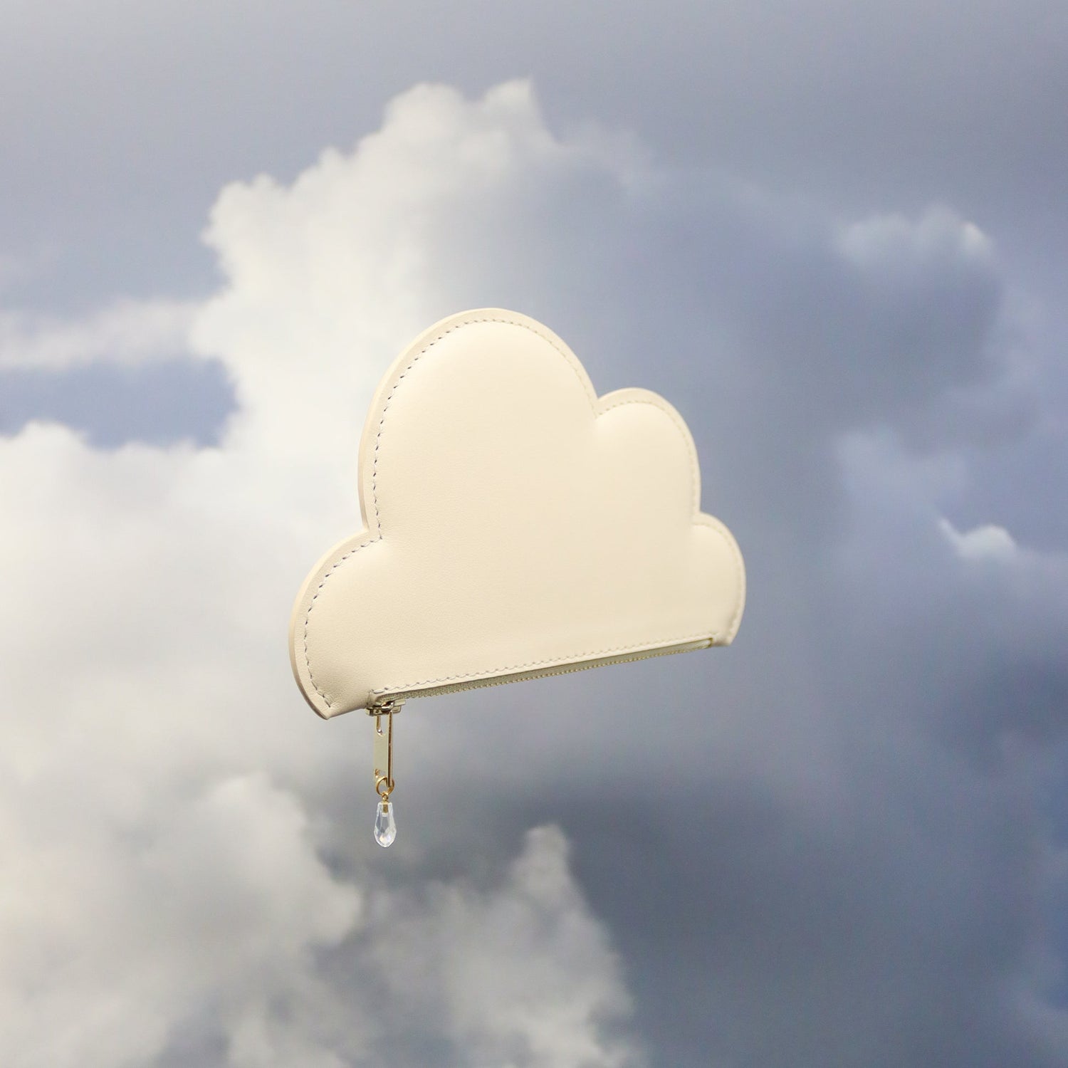 Leather Cloud Purse - Beige