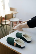 TOKU Brussels Slippers with Lambswool - Dark Green