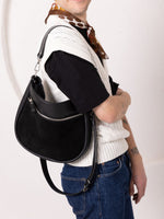 STELLA Leather Handbag - Black & Suede