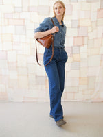 ROBIN Leather Handbag with Two Handles - Ginger Brown