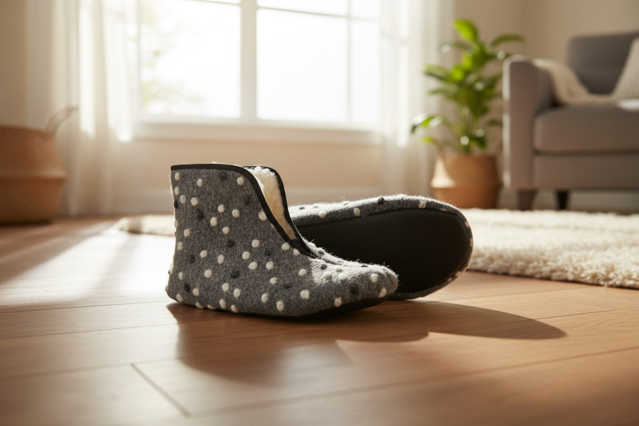 Pantuflas Descalzas de Lana Trolla - Lunares