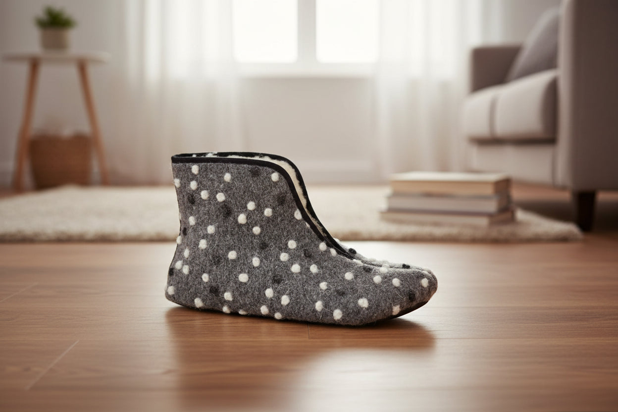 Pantuflas Descalzas de Lana Trolla - Lunares