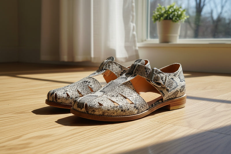 Handmade Snake Print Sandals