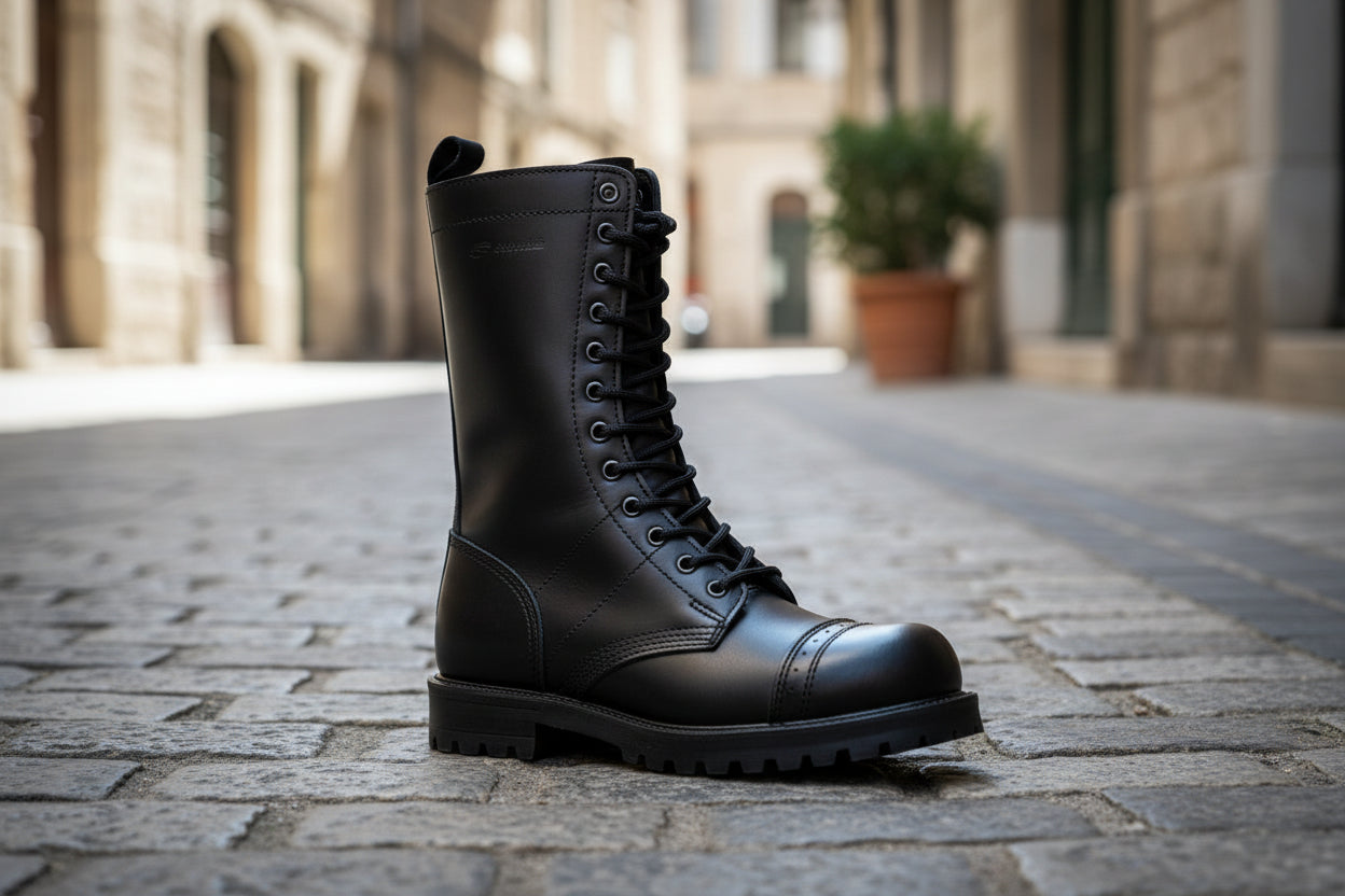 516 aka High Aviator Boots - Black