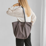 Brown Denim Tote Bag