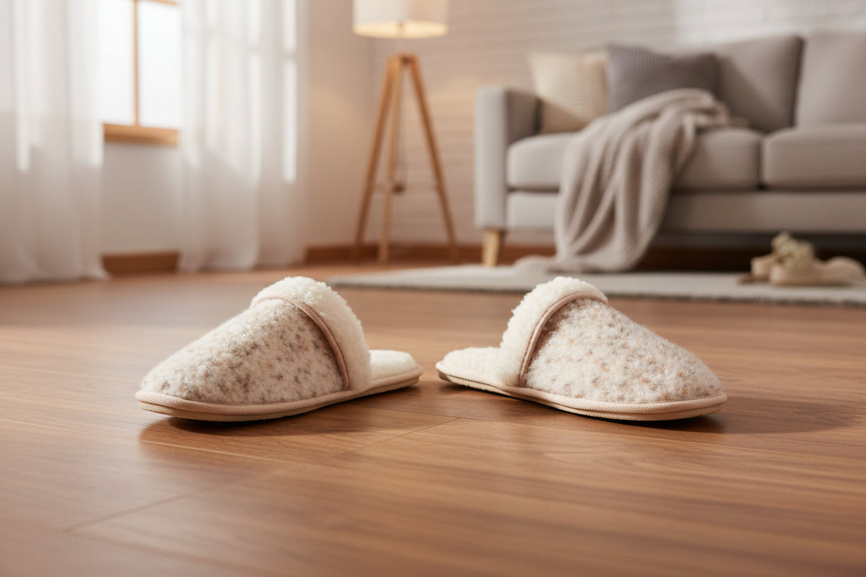 Pantuflas de lana de cordero Pähni - Beige