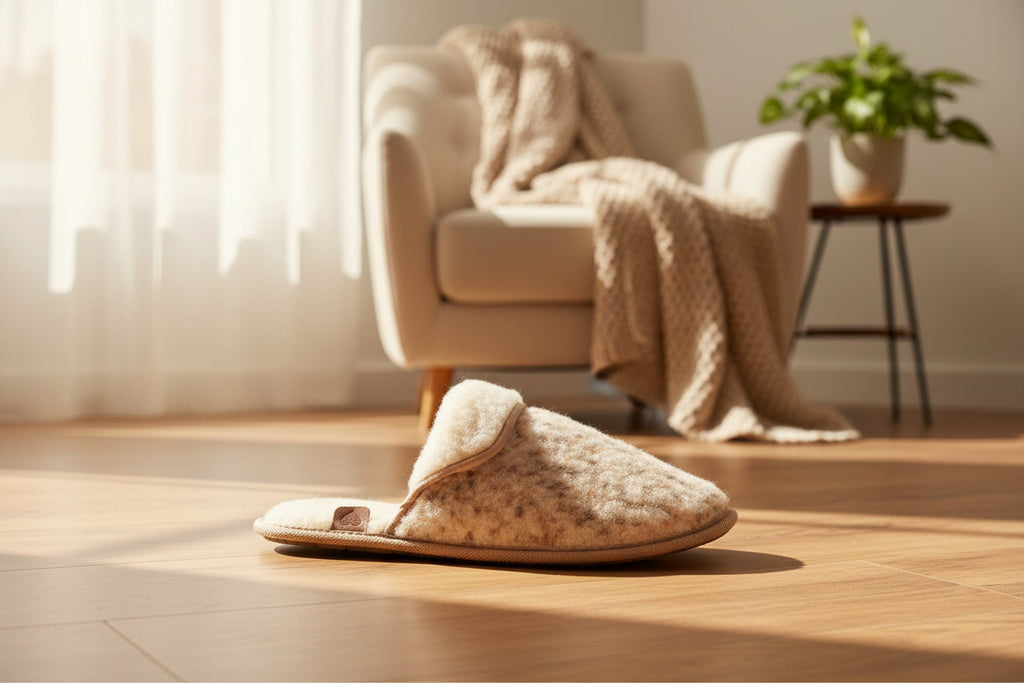 Chaussons en laine d'agneau Pähni - Beige