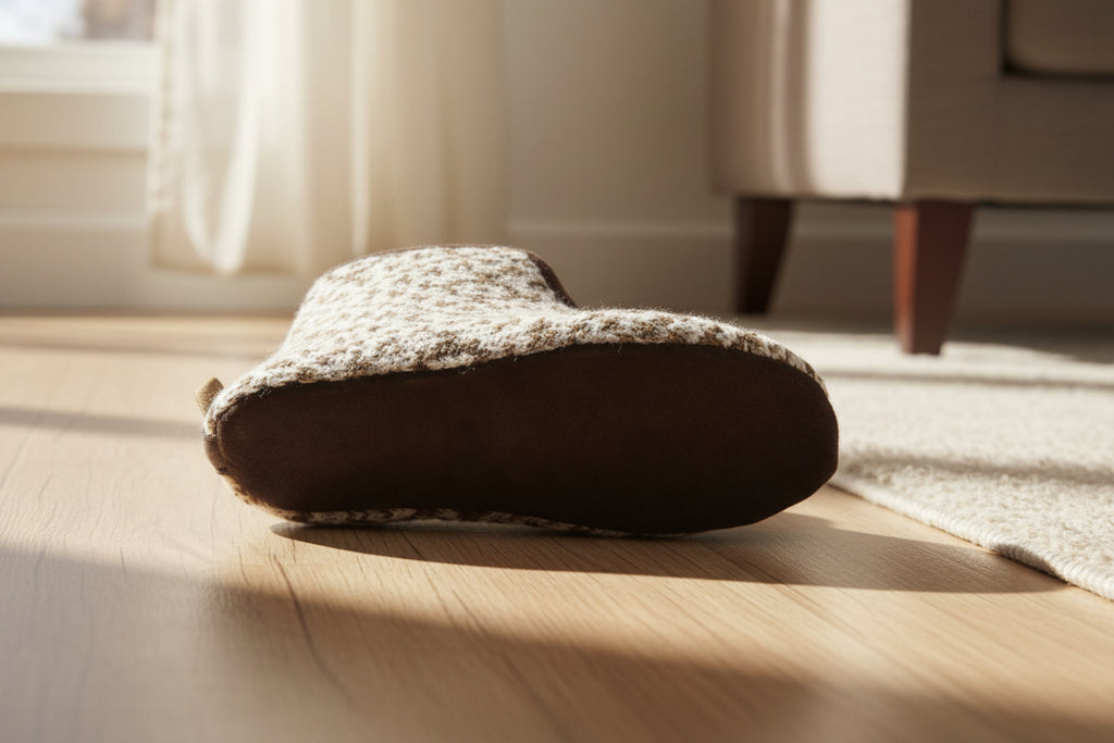 Pantuflas de lana de cordero Trolla - Beige