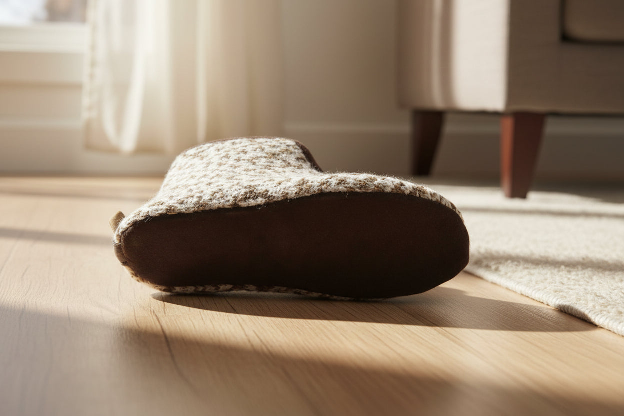 Pantuflas de lana de cordero Trolla - Beige