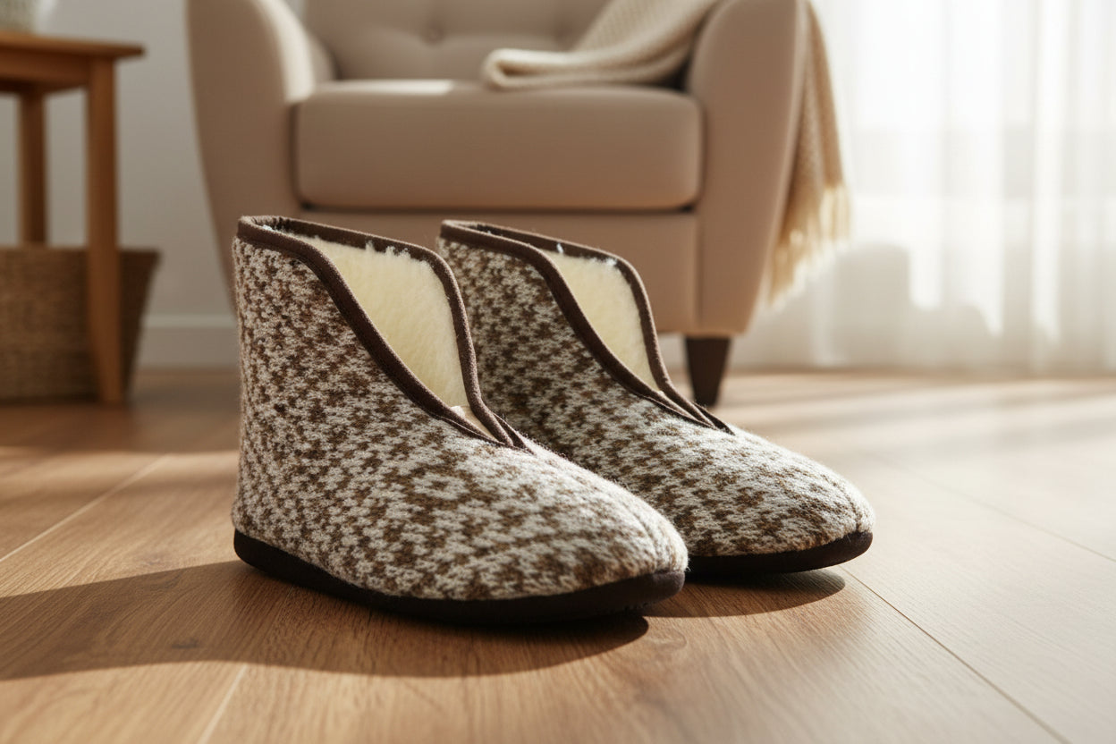 Pantuflas de lana de cordero Trolla - Beige
