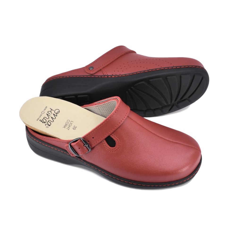 Loosu leren sandalen met gesloten neus - rood