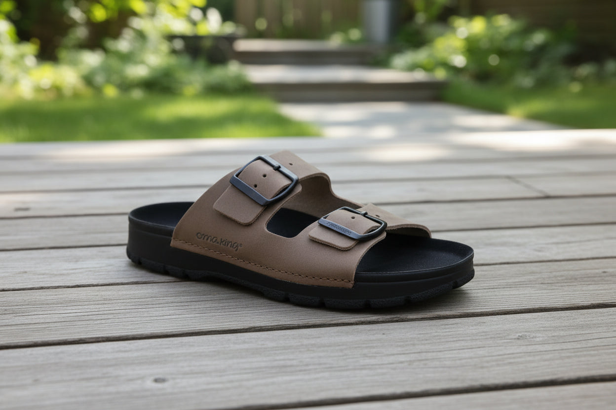 Sandalias Meeliku de Piel – Marrón/Negro 