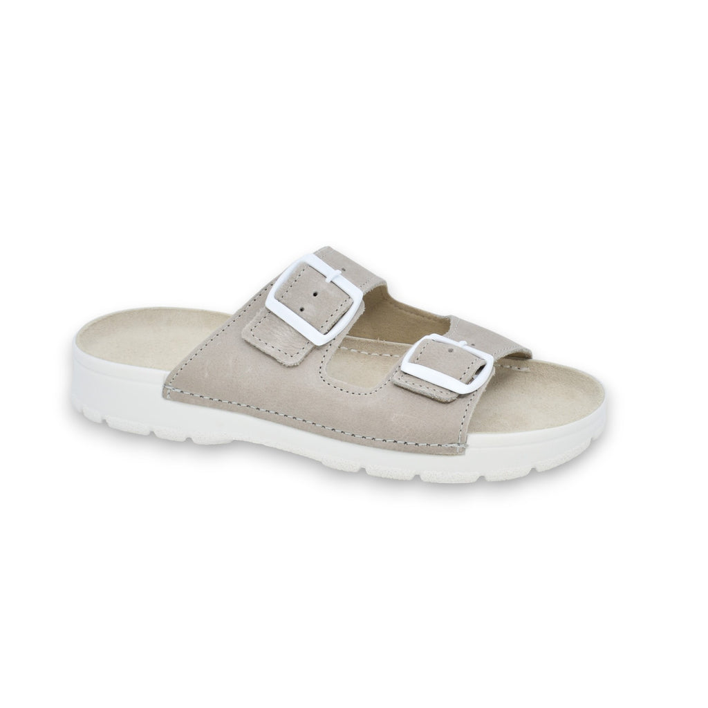 Sandalias Meeliku de Piel – Gris/Blanco