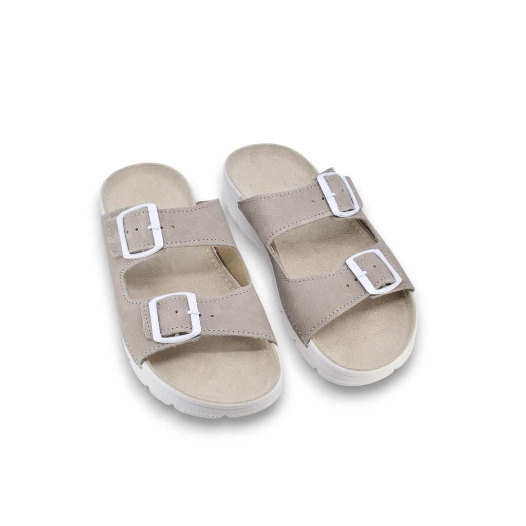 Sandalias Meeliku de Piel – Gris/Blanco