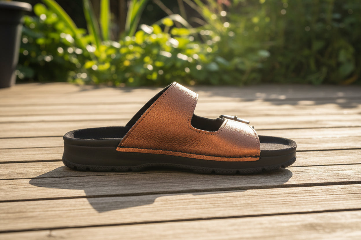 Meeliku leren damessandalen - brons