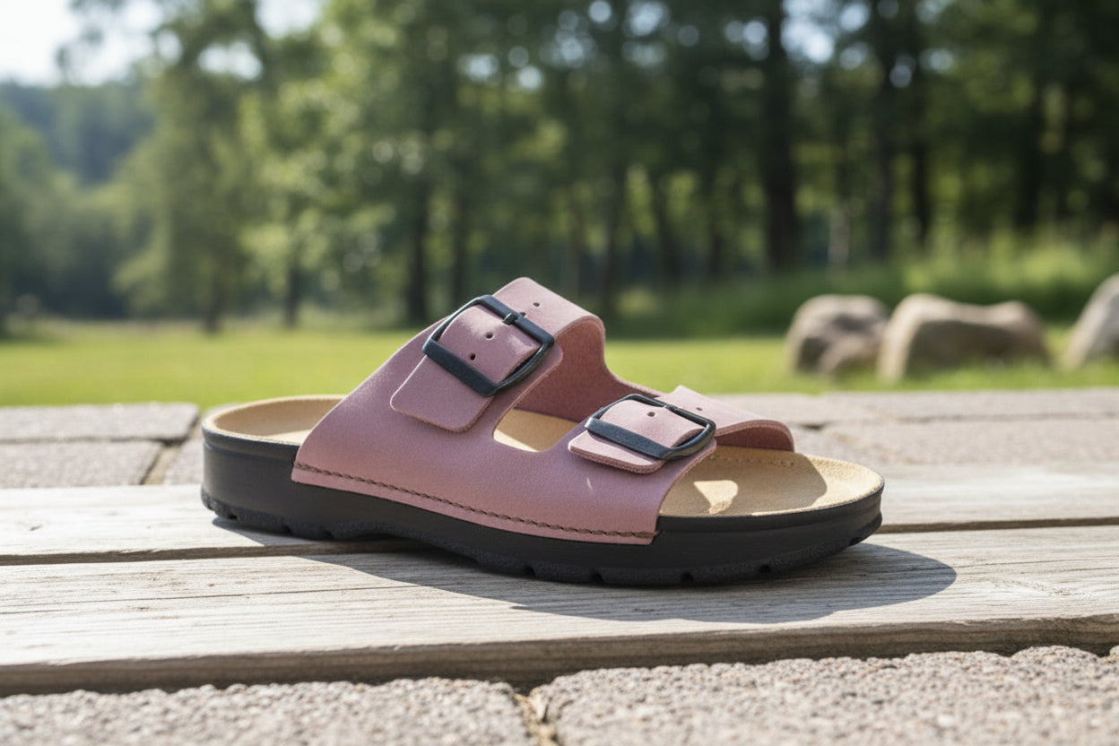 Sandales en cuir pour femmes Meeliku – Rose poudré