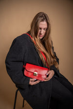 Natural Leather Saddle Bag Mini - Red