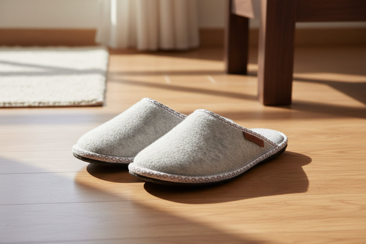 Pantuflas de fieltro natural Halla