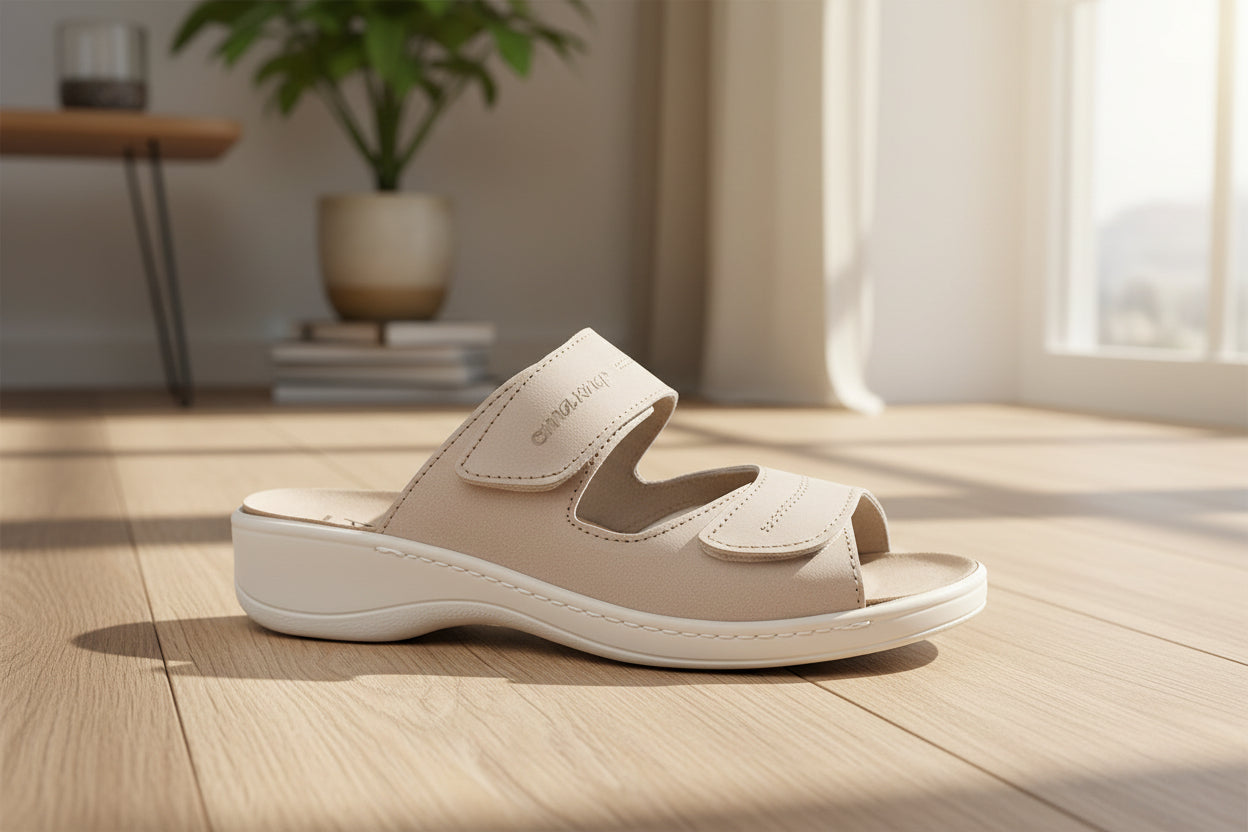 Sandalias con tacón acolchado profesional - Beige