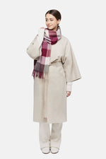 Natural Baby Alpaca Wool Midi Exclusive Check Scarf for Women