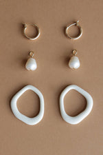 Arp Pearl and Porcelain Hoops - Dark Green