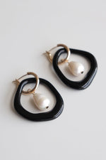 Arp Pearl and Porcelain Hoops - Black