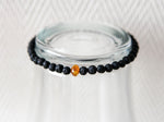 Baltic Amber and Black Lava Bracelet for Men
