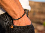 Baltic Amber and Black Lava Bracelet for Men
