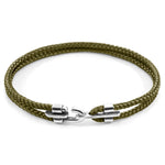 Canterbury Silver and Rope Bracelet - Khaki Green