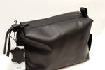 Leather Cosmetic Bag, Black - Medium