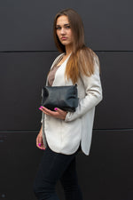 Leather Cosmetic Bag, Black - Medium