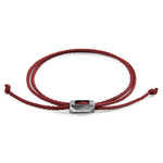 Edward Silver and Rope SKINNY Bracelet - Burgundy Red