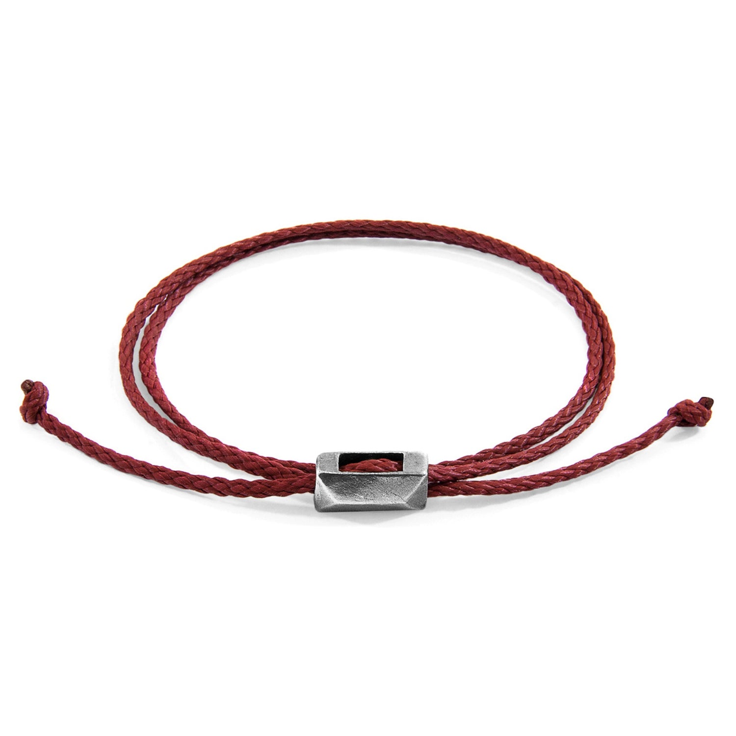 Edward Silver and Rope SKINNY Bracelet - Burgundy Red