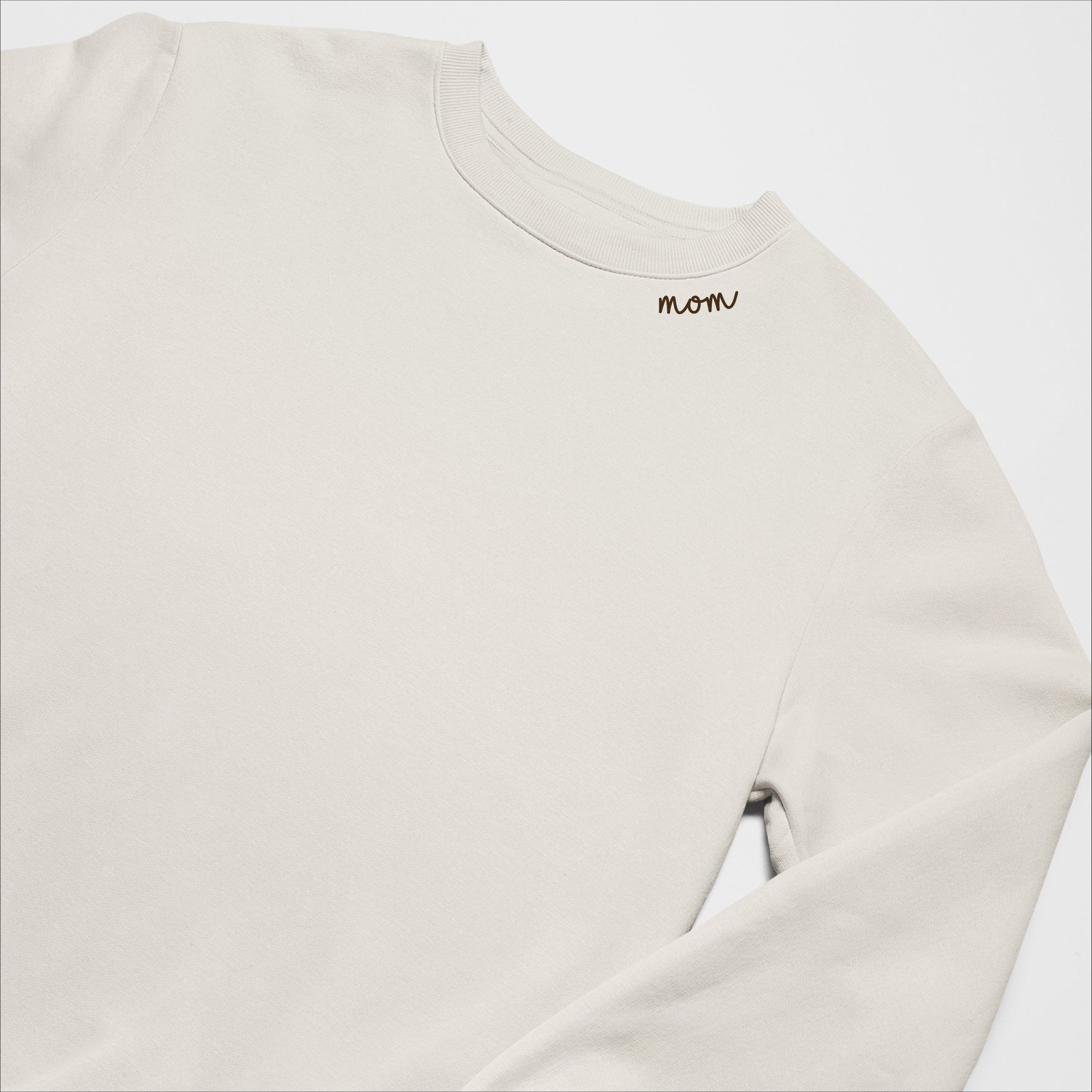 Embroidered Collar Organic Cotton Sweatshirt "Mom"
