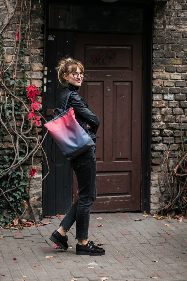 Faux Leather Backpack - Salmon