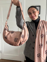 Hobo Bag - Brown Leopard Tulips