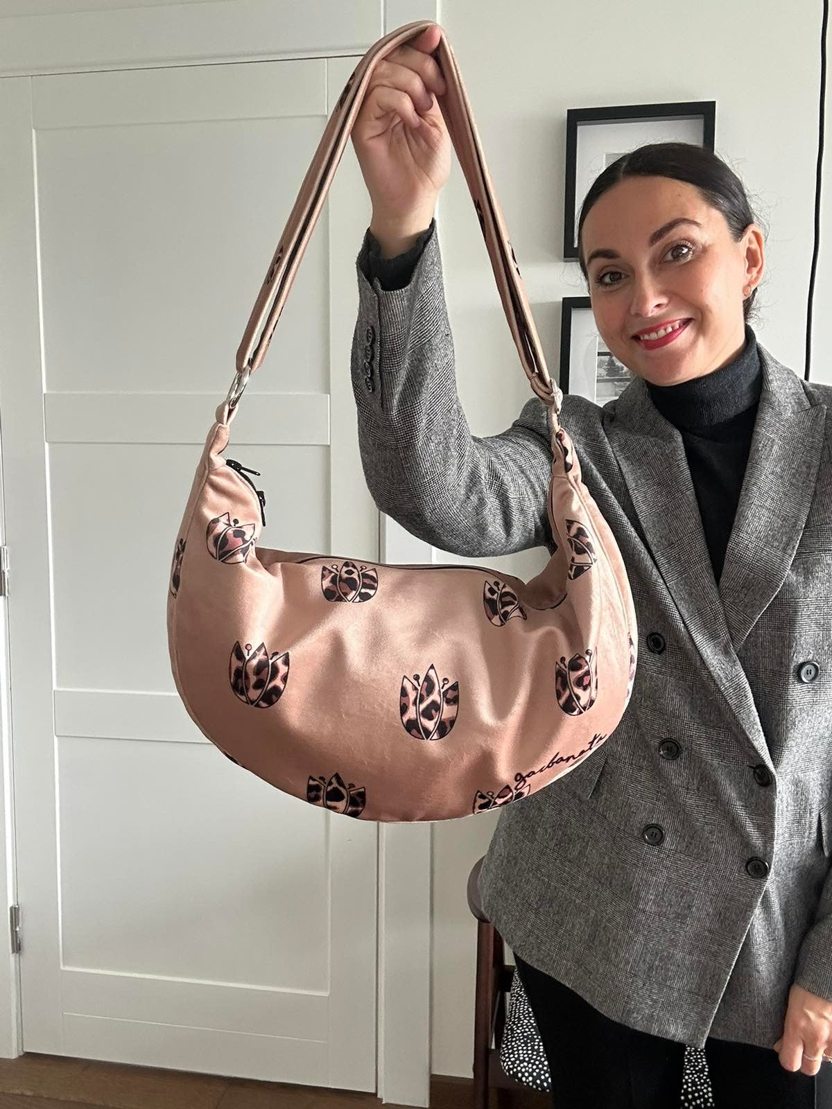 Hobo Bag - Brown Leopard Tulips