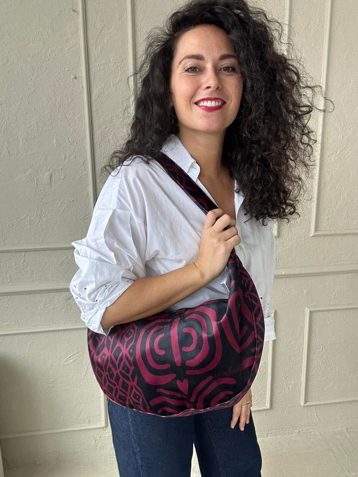 Hobo Bag - Burgundy Pattern