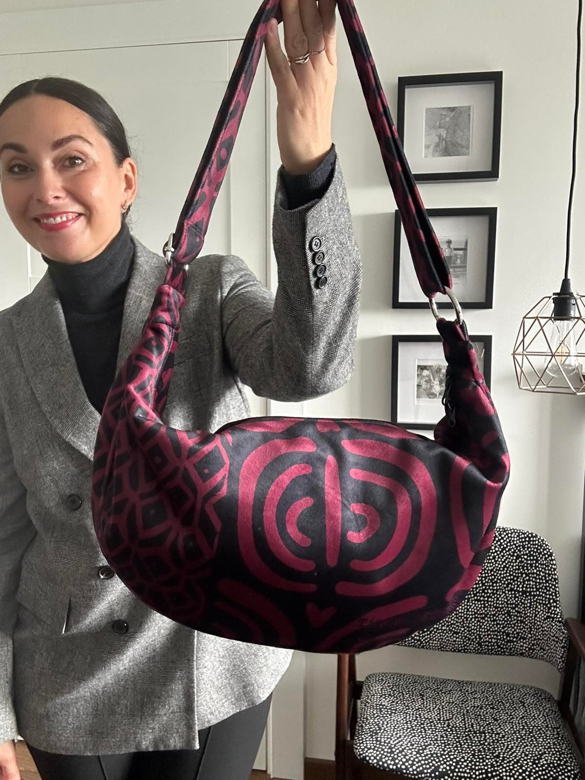 Hobo Bag - Burgundy Pattern