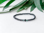 Lava Bracelet with 4mm Onyx and Turquoise for Men