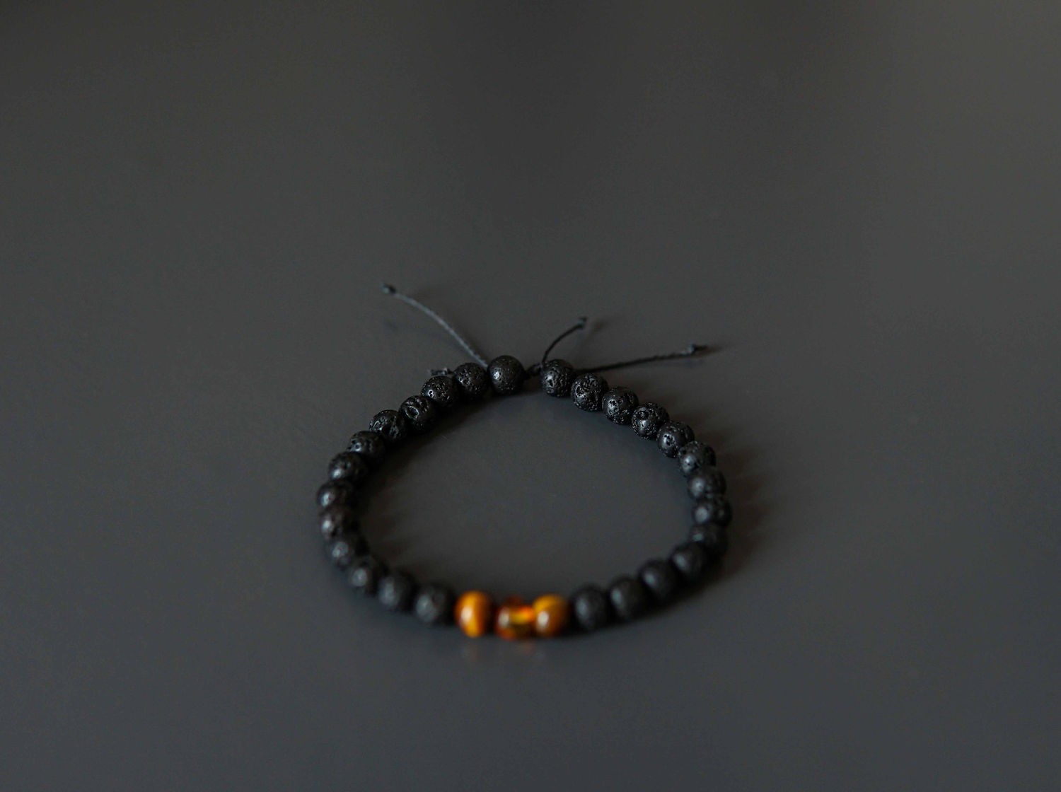 Lava Stone Bracelet with Amber and Tiger Eye