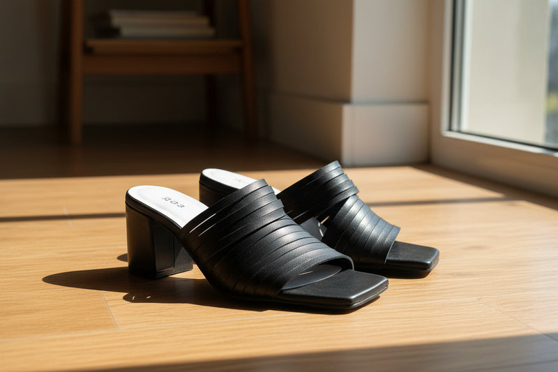 Handmade Strappy Matt Leather Sandals - Black