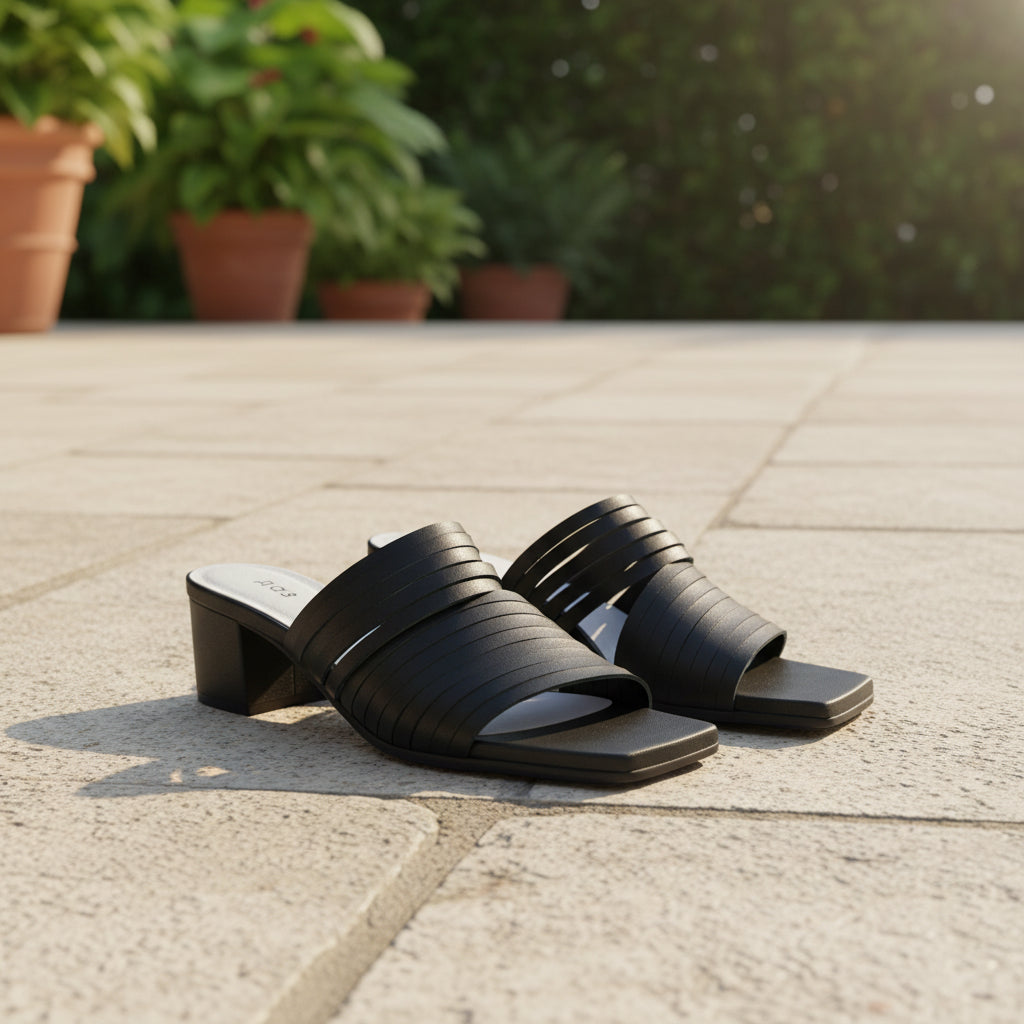 Handmade Strappy Matt Leather Sandals - Black