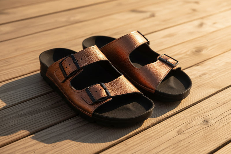 Meeliku Womens Leather Sandals – Bronze