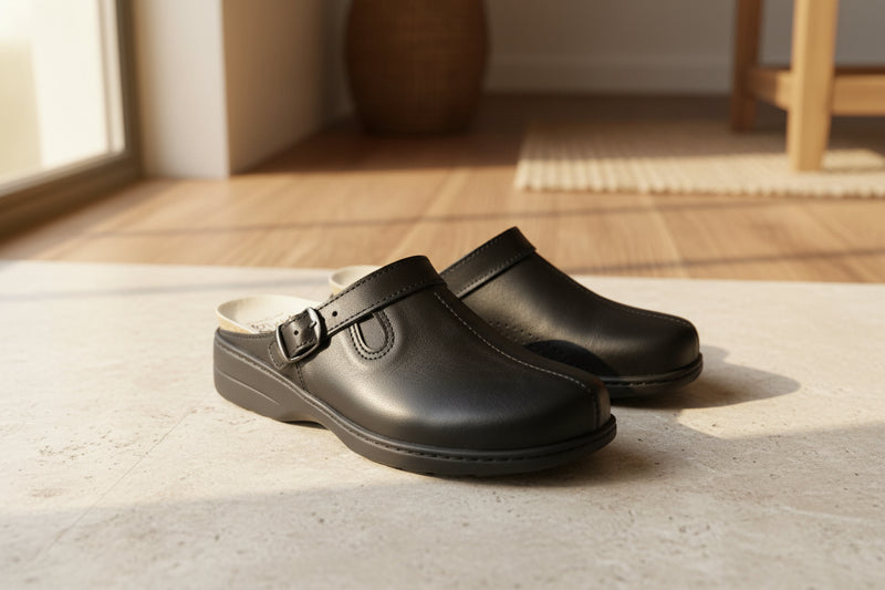 Loosu Closed Toe Leather Sandals - Black