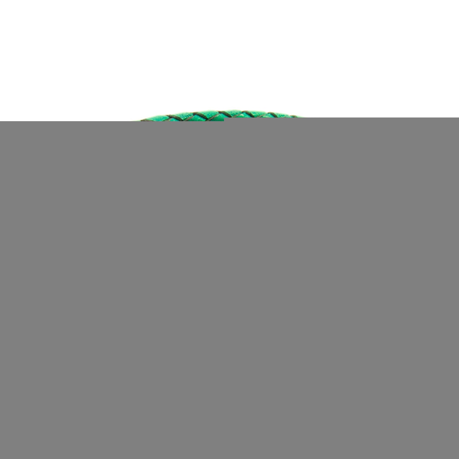 Padstow Silver and Braided Leather Bracelet - Fern Green